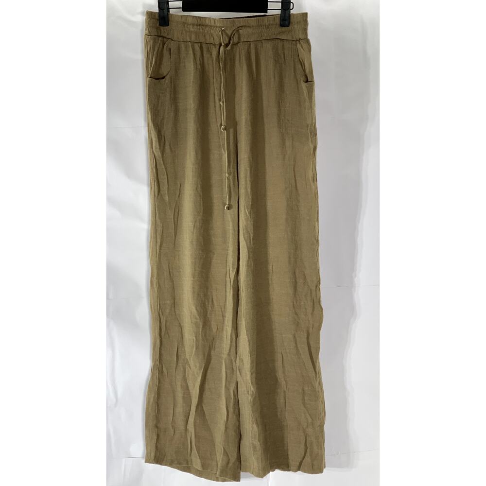 BEACH BREAK Women's Tan Lightweight Drawstring Pull-On Pants SZ M